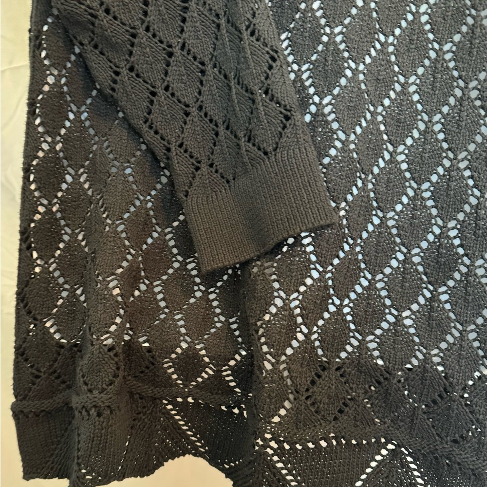 Lane Bryant plus size Lacy Cardigan. Black. Size 22/24. Open Front. Long Sleeve. - Picture 6 of 9